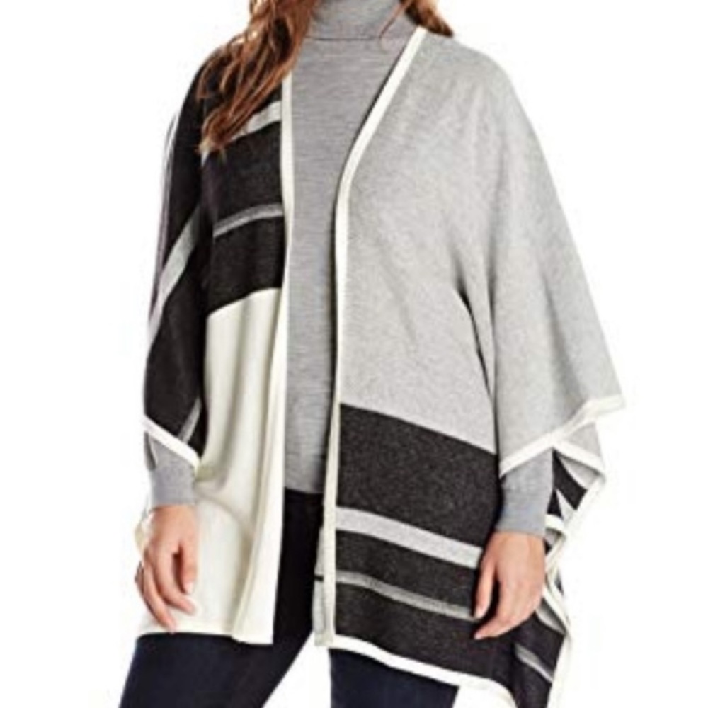 NYDJ Heather Black Sweater Poncho NWT Plus